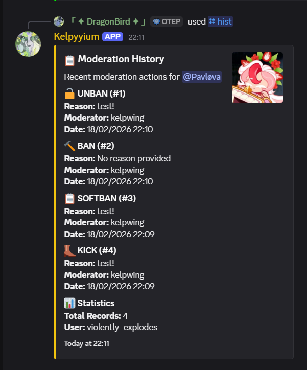 Hist command example