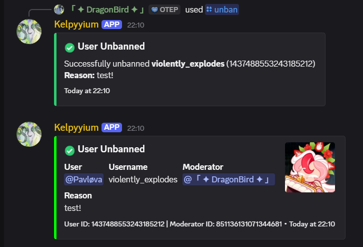 Unban command example